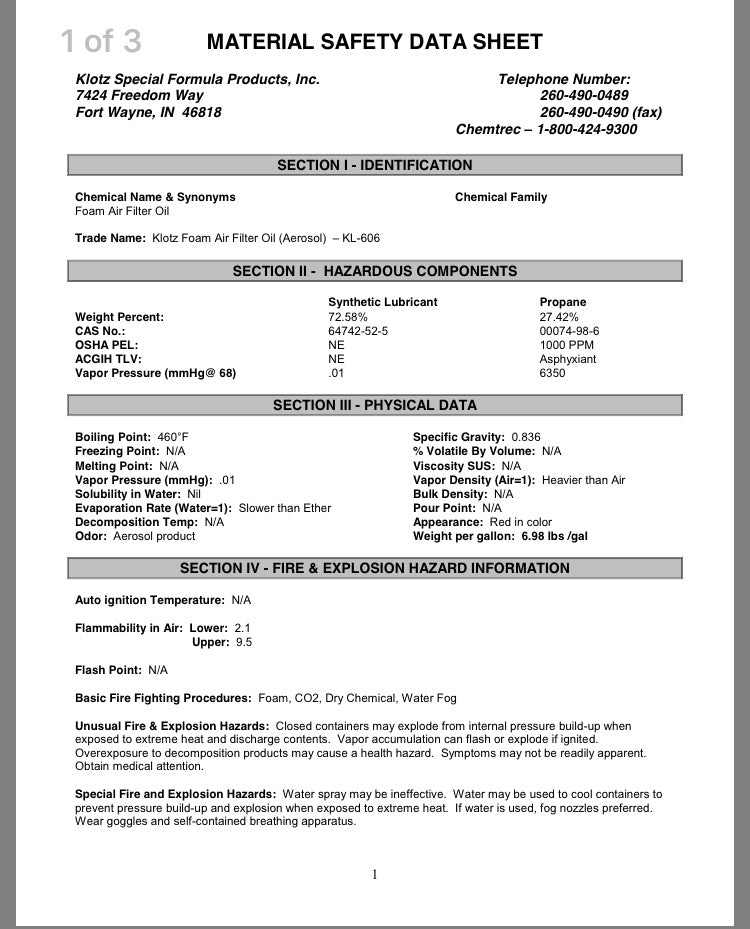 Klotz Foam Filter Oil - Pittsburgh Power (1739244929135)